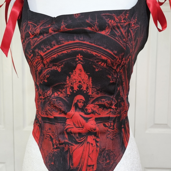 Dolls Kill Black and Red Gothic Blouse - Picture 3 of 6